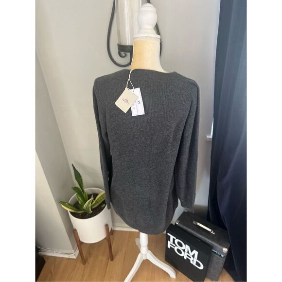 FAHERTY Stowe Cashmere Sweater Dress, 100% Cashmere, Gray, Large, (12/14), NWT - Picture 13 of 16